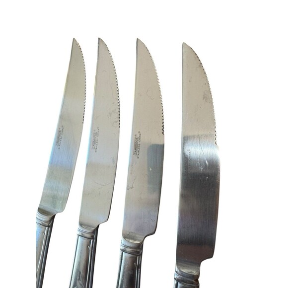 4 Cambridge Caribou Deer Elk Trees Moose Satin Stainless Flatware Steak Knives - Picture 4 of 4